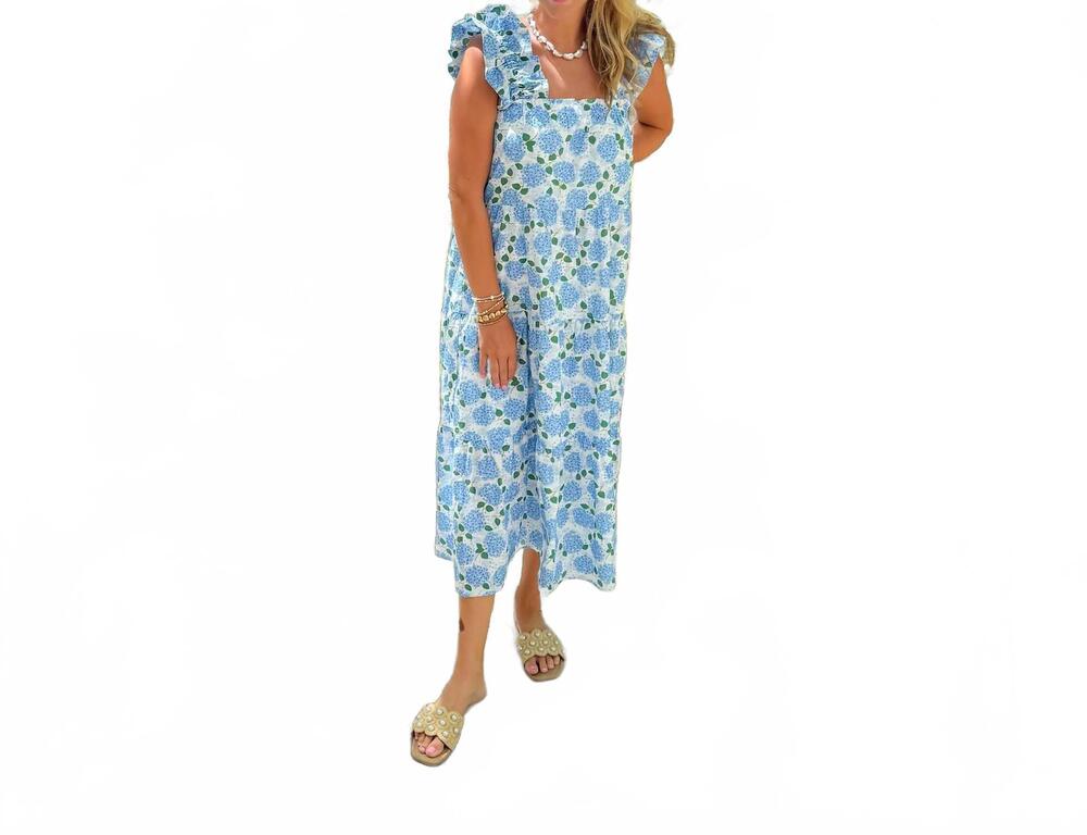 NEW THML the harbor tiered maxi dress in baby blue
